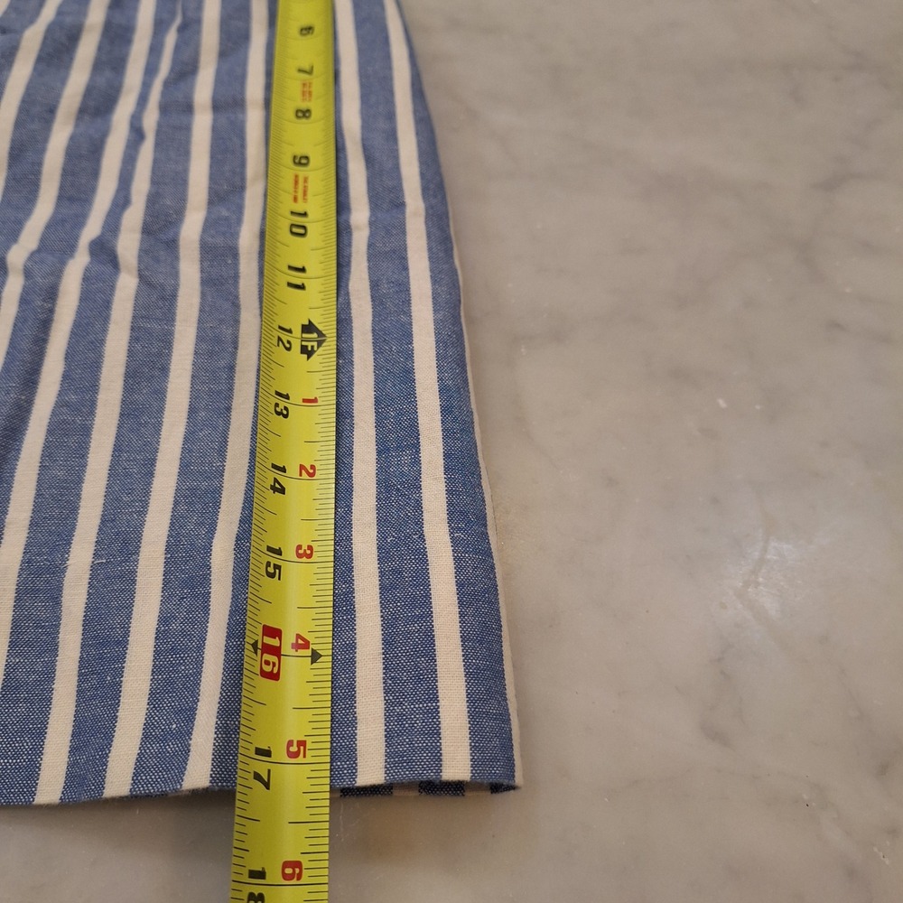 J.Crew Linen Blend Preppy Mini Skirt Sz 2 Blue Striped Paperbag Waist Lined - Picture 5 of 8